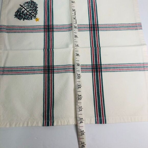 vtg 90s christmas cloth napkins pine tree plaid cabin cozy dinner 14.5 inch - Picture 7 of 7